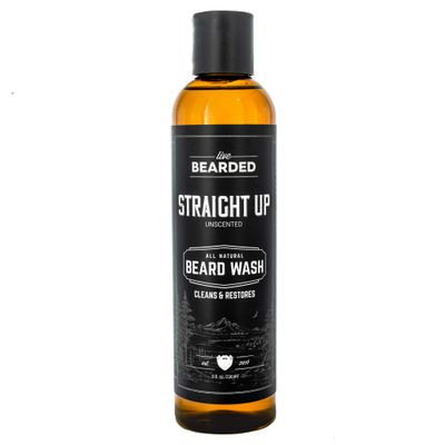 Live Bearded Beard Wash, 8 fl oz - Water-Based Face Cleanser with All-Natural Ingredients for a Gentle, Deep Clean - Made in the USA Straight Up Unscented - Fragrance-Free