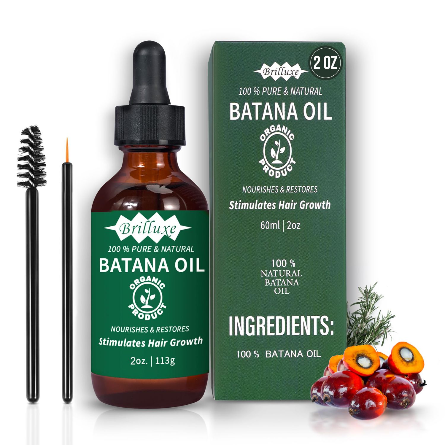 Brilluxe Batana Oil for Hair Growth - 100 Pure Natural Batana Oil, Improve Hair Skin Radiance Nourishment, All Hair Types