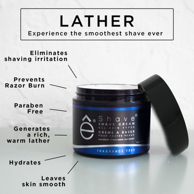 eShave Shaving Cream for Men, Fragrance Free, prevents shaving irritation and razor burn, generates a rich lather for a soft, silky, Smoothest Shave
