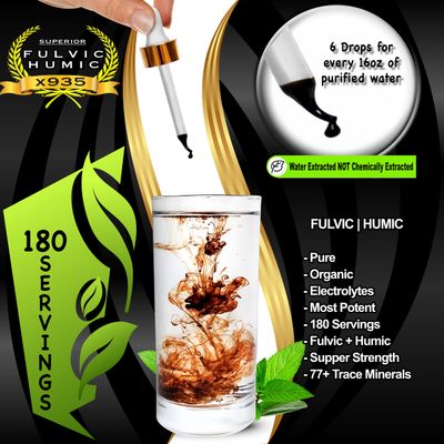 Fulvic Humic Acid - 77 Trace Minerals with Electrolytes, Restore Electrolytes, Improve Gut Health, Leaky Gut Repair. 180 Servings - Easier to Use Then Shilajit