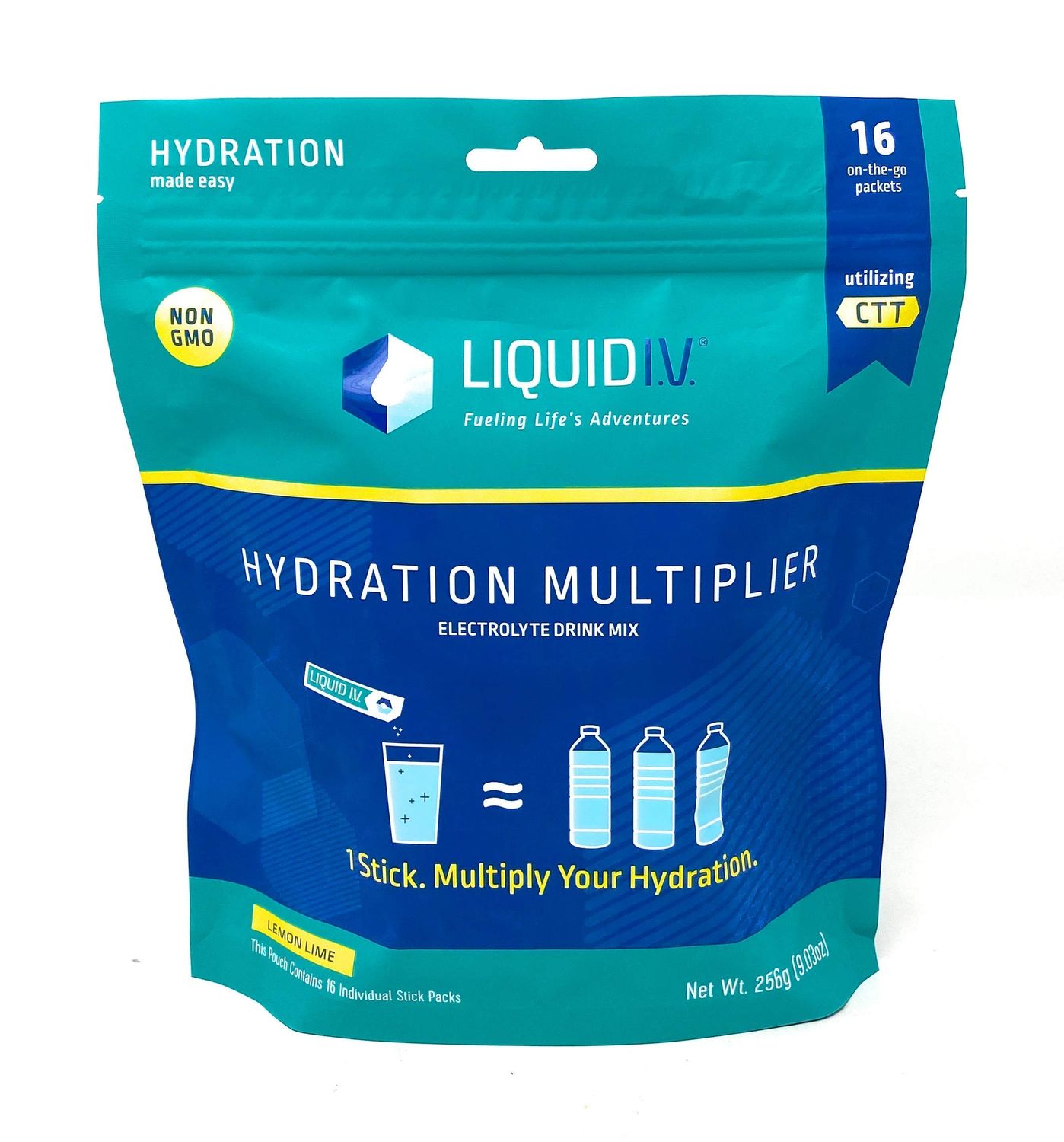 Liquid I.V. Hydration Multiplier - Lemon Lime - Hydration Powder Packets Electrolyte Powder Drink Mix Convenient Single-Serving Sticks Non-GMO 16 Servings (Pack of 1)