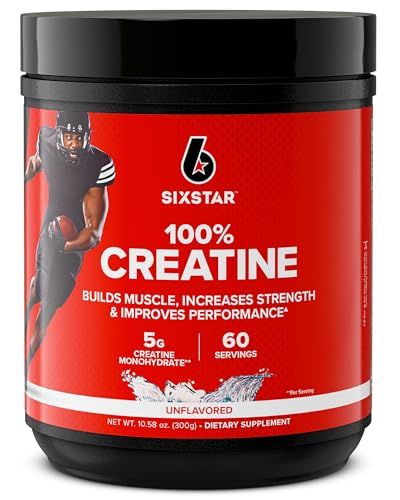 Six Star 100 Creatine Monohydrate Powder - Unflavored Micronized Creatine Monohydrate Supplement for Workout Performance, Muscle Building Strength - Creatine Powder for Women Men - 60 Servings