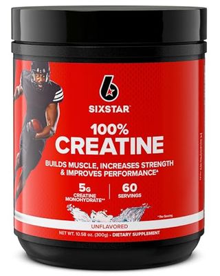 Six Star 100 Creatine Monohydrate Powder - Unflavored Micronized Creatine Monohydrate Supplement for Workout Performance, Muscle Building Strength - Creatine Powder for Women Men - 60 Servings