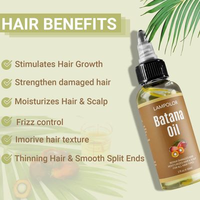 RAW Batana Oil for Hair Growth, Dr Sebi Organic Unrefined Batana Oil from Honduran, 100 Pure Natural Hair Growth Oil for Thicker Stronger Hair - 2 FL OZ - 60Ml - 1Pack