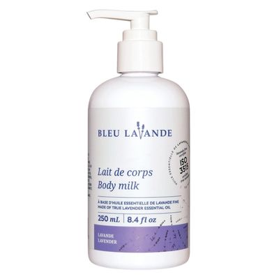 Bleu Lavande - Natural Lavender body milk - Made with Certified Premium 100 Pure True Lavender Essential Oil - Soothing, Cruelty-free and Vegan - No Artificial Fragrances - 8.4 Fl Oz