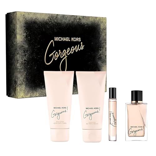 Michael Kors Gorgeous for Women - 4 Pc Gift Set 3.4oz EDP Spray, 3.4oz Body Lotion, 3.4oz Shower Gel, 0.33 oz EDP Spray