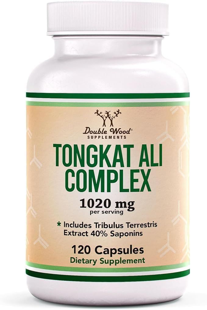 Tongkat Ali Extract 200 to 1 for Men (Longjack) Eurycoma Longifolia, 1020mg per Serving, 120 Capsules - Men&#39;s Health Support with 20mg Tribulus Terrestris (Third Party Tested) by Double Wood
