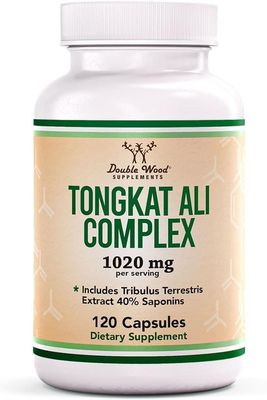 Tongkat Ali Extract 200 to 1 for Men (Longjack) Eurycoma Longifolia, 1020mg per Serving, 120 Capsules - Men&#39;s Health Support with 20mg Tribulus Terrestris (Third Party Tested) by Double Wood