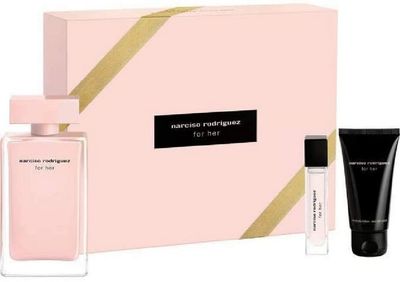 Narciso Rodriguez 3-Piece Set for Her, (3.3 Oz Eau De Parfum Spray 0.34 Oz Eau De Parfum Spray 1.6 Oz Body Lotion)