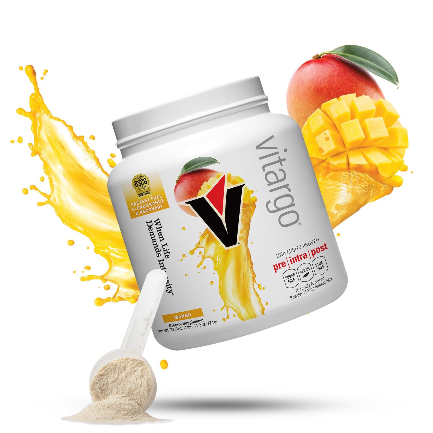 Vitargo Carbohydrate Powder Feed Muscle Glycogen 2X Faster 1 LB Mango Pre Workout Post Workout Recovery Powder Carb Supplement for Recovery, Endurance, Gain Muscle Mass