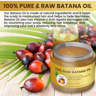 Raw Batana Oil by Dr. Sebi Organic Raw Honduras Oil for Hair Growth - 100 Pure Natural for Thicker, Stronger Hair for Men and Women