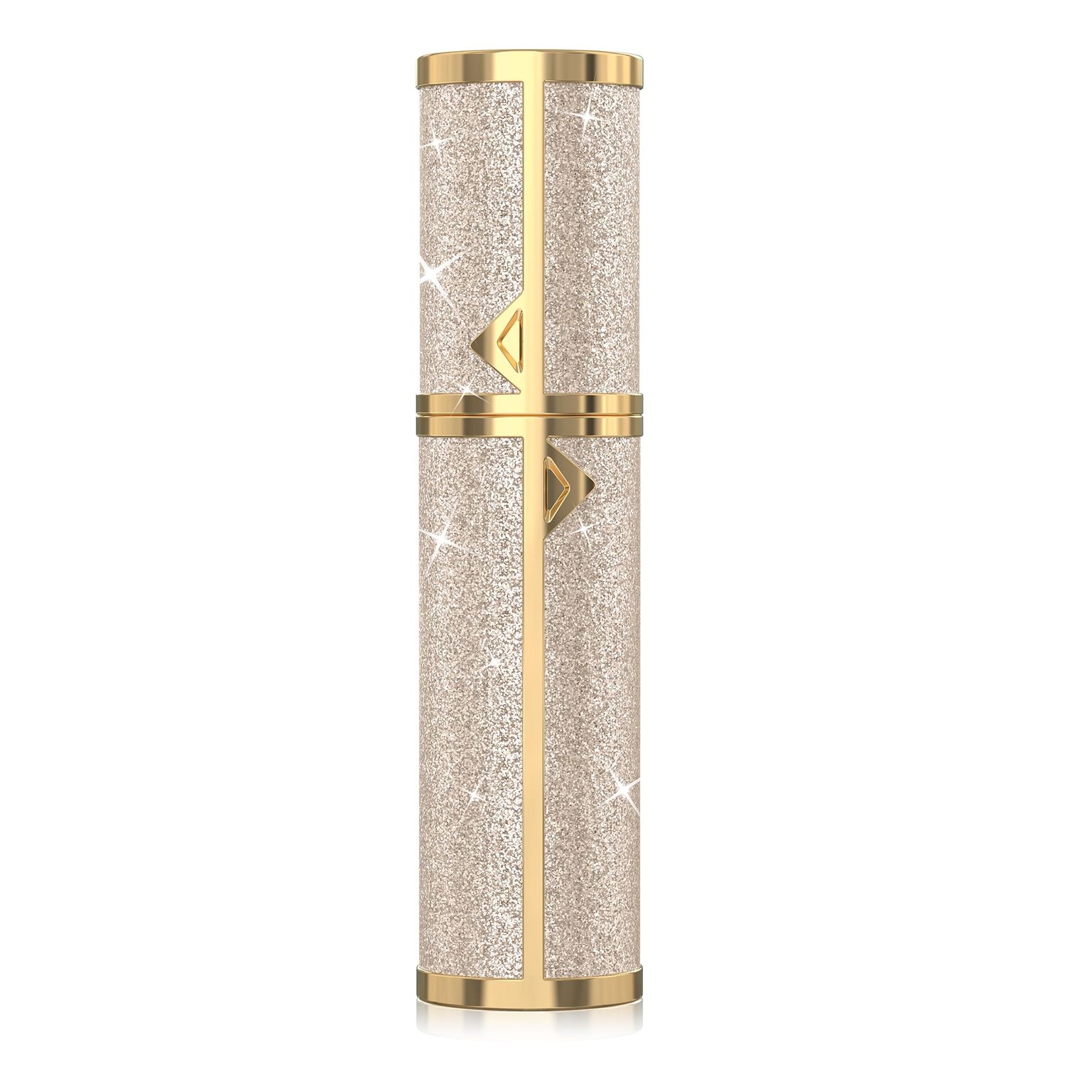 FENHON Perfume Travel Refillable Bottle, 5ml Glitter Leather Atomizer for Perfume, Portable Size Cologne Sprayer, Mini Fragrance Spray Bottle for Woman Man Essentials (Gold)