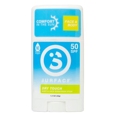 Surface Dry Touch Body Sunscreen Stick - Reef Safe, Ultra-Light Clean Feeling, Broad Spectrum UVAUVB Protection, Paraben Free, Hypoallergenic, Water Resistant, Fragrance Free - SPF 50, 1.5oz