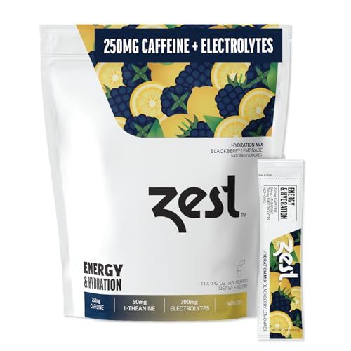 Zest Electrolyte Hydration Powder - Mix wWater - 14 Packets - Low Sugar Liquid Enhancer (1 Pack (14 Powder Sticks), BlackBerry Lemonade (Energy Hydration))