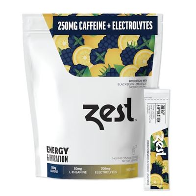 Zest Electrolyte Hydration Powder - Mix wWater - 14 Packets - Low Sugar Liquid Enhancer (1 Pack (14 Powder Sticks), BlackBerry Lemonade (Energy Hydration))