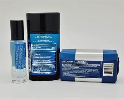 Ocean - Mens Collection - 3 pc Bundle - Mini Cologne, Antiperspirant Deodorant and Shea Butter Cleansing Bar