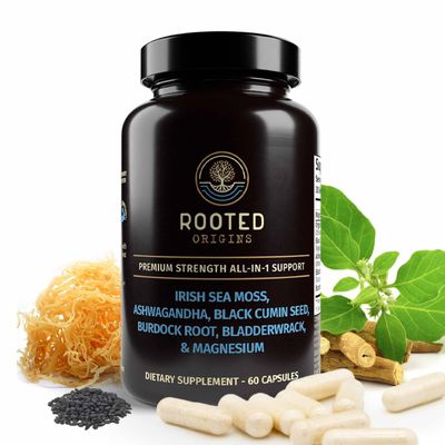 Sea Moss Capsules- Irish Sea Moss, Ashwagandha, Black Cumin Seed, Bladderwrack, Burdock Root Magnesium- Immune Support, Gut Health, Energy, More - 60 Capsules