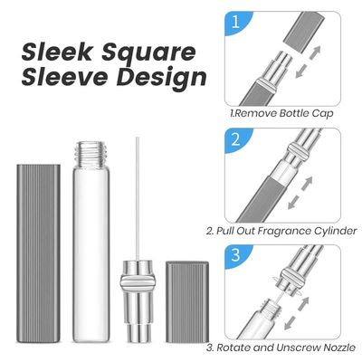 YAFIYGI Travel Perfume Atomizer Refillable Kit Includ 2Pcs Leakproof 12ml Atomizers Spray Bottles and 4Pcs Perfume Refill Tool Compact Portable Fragrance Size for Travel Perfumes Pink and Silver