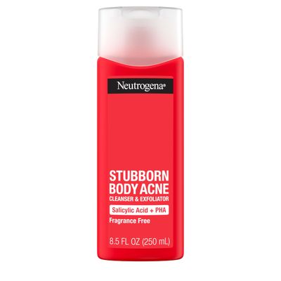 Neutrogena Stubborn Body Acne Cleanser Exfoliator with Salicylic Acid PHA for Acne-Prone Skin, Acne Treatment Gently Exfoliates Helps Prevent Breakouts, Fragrance-Free, 8.5 fl. oz