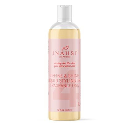 INAHSI Define Shine Liquid Styling Gel for Curly Hair Fragrance-Free Hair Styling Product for Men, Women, and Kids 12oz Made in the USA