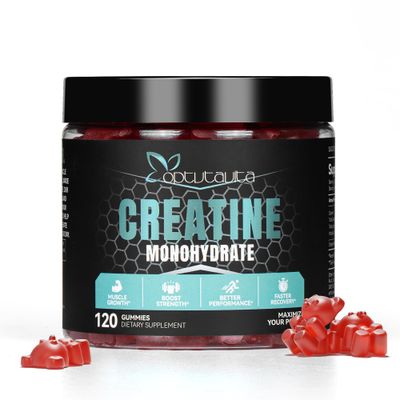 OPTVTAVITA Creatine Monohydrate 4000mg for Men Women,Creatine Mixed Berry Gummies for Muscle Strength, Builder, Energy Boost, Pre-Workout Supplement, 120 Count (120 Count, Strawberry)