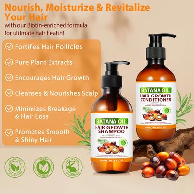 Batana Oil Shampoo and Conditioner for Hair Growth, Anti-Thinning Deep Moisturizing Cleanses and Helps Strengthen Weak and Brittle Hair for Women Men
