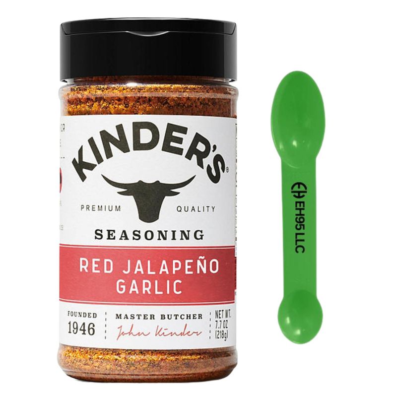 Kinders Premium Red Jalapeno Garlic Seasoning 7.7 oz - 2 in 1 Measuring Spoon Included