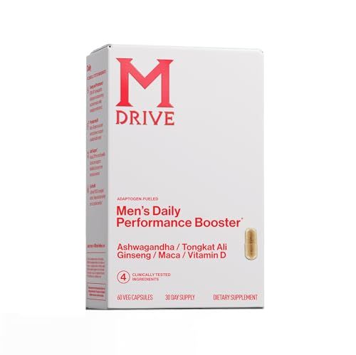Mdrive Men's Daily Performance Complex Support Supplement for Men - Ashwaghanda, Tongkat Ali, Ginseng, Maca Vitamin D, 60 Capsules, 30 Day Supply