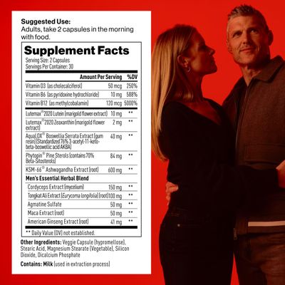 Mdrive Men's Daily Performance Complex Support Supplement for Men - Ashwaghanda, Tongkat Ali, Ginseng, Maca Vitamin D, 60 Capsules, 30 Day Supply