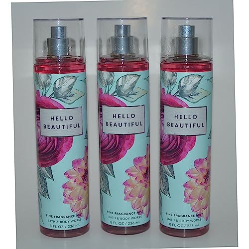 Bath Body Works Fragrance Mist 3-Pack 8oz Each (Hello Beautiful)