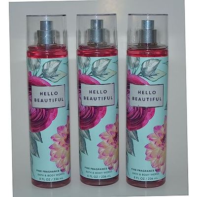 Bath Body Works Fragrance Mist 3-Pack 8oz Each (Hello Beautiful)