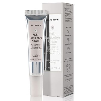 Naturium Multi-Peptide Eye Cream, Smoothing Anti-Aging Skincare, with Squalene Hyaluronic Acid, 0.5 oz