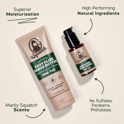 Dr. Squatch Pine Tar Smooth Shave Bundle - Easy Glide Butter Soothing Post Shave - Natural Ingredients - Manly Fragrance - Moisturizing