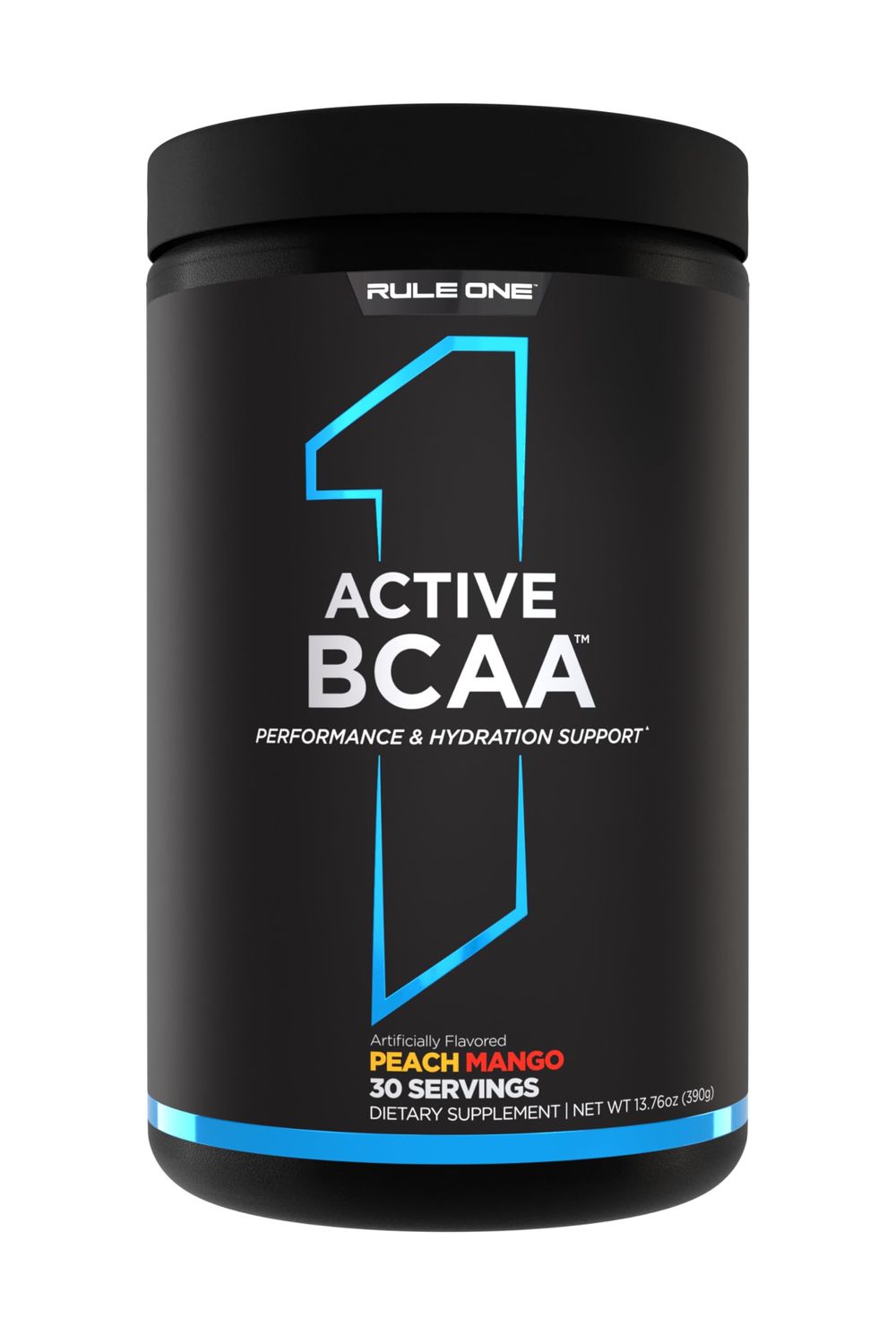 Rule 1 Active BCAA - Performance, Hydration, and Recovery Support with 5g BCAAs Electrolytes, L-Glutamine, and Citrulline (30 Servings, Peach Mango)