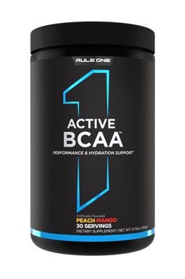 Rule 1 Active BCAA - Performance, Hydration, and Recovery Support with 5g BCAAs Electrolytes, L-Glutamine, and Citrulline (30 Servings, Peach Mango)