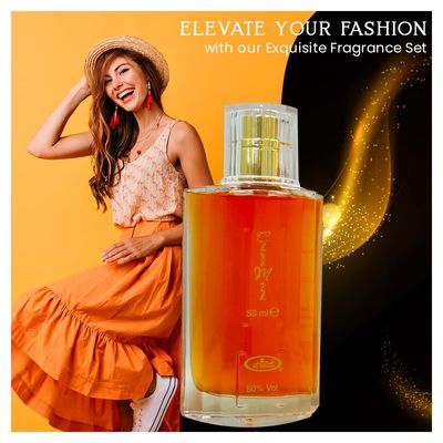 AROMAQUE Perfumes for Women Sets - Al Rehab Choco Musk Perfume 50ml Spray with 3 Scented Cards