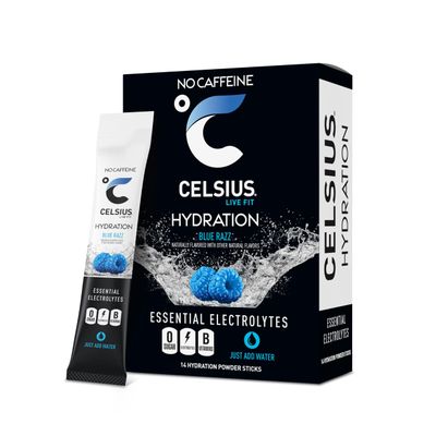 CELSIUS Hydration Blue Razz Flavor, Essential Electrolyte Hydration Packets (Pack of 14)