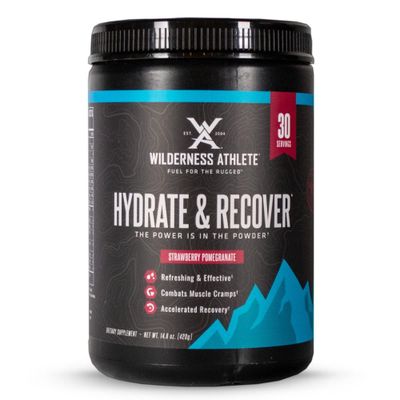 Wilderness Athlete - Hydrate Recover Liquid Hydration Powder Electrolyte Drink Mix - Recover Faster with Bcaas - Hydrate Powder with 1000mg of Vitamin C - 30 Serving Tub (Strawberry Pomegranate)