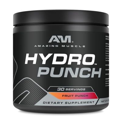 Amazing Muscle Hydro Punch Powder Hydration Electrolyte Blend Contains Vitamin B, C, Betaine Anhydrous More 30 Servings (30 Servings, Fruit Punch)