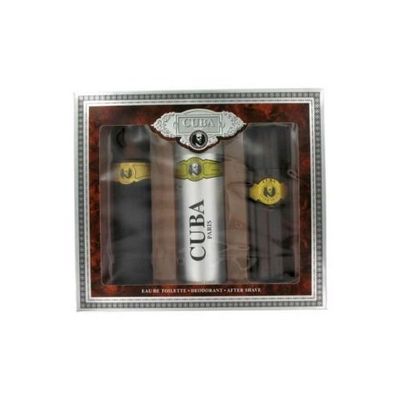 Cuba Gold Gift Set by Fragluxe - 3.3 oz Eau De Toilette Spray 3.3 oz After Shave Spray 6.7 oz Body Deodorant Spray for Men - Scent of Bergamot, Lavender, Woods and Jasmine Ideal for Night Wear