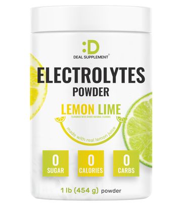DEAL SUPPLEMENT Electrolytes Powder, 1lb - Lemon Lime Flavor - Daily Electrolyte Drink Mix - No Sugar - 1,000mg Potassium Per Serving - Supports Natural Hydration Energy - Non-GMO, Gluten Free