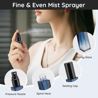 Segbeauty 10ML Perfume Travel Refillable, 5 Pack Mini Glass Spray Bottles with Refill Tool, Portable Cologne Dispenser Fine Mist Perfume Atomizer, Travel Sample Bottles for Fragrance Toiletries Blue