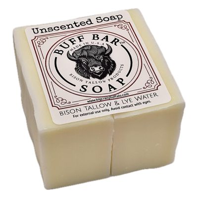 Big Crazy Buffalo Pure Bison Tallow Buff Soap Bar, Unscented, (2 pack) - Cleans, Moisturizing, Non-Habit Forming, Soothes, Hydration, Naturally Derived - No Dyes, Chemicals, Fragrances, Preservatives
