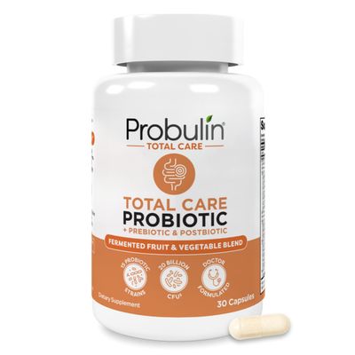 Probulin Total Care Probiotic Supplement, Daily Gut, Digestive, and Immune Health Probiotics Capsules for Men and Women, 20 Billion CFU, Vegan, 30 Count Bottle