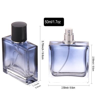 YWG Stone 2 Pack 50ml1.7oz Square Glass Perfume Atomizer Gradient Blue Empty Perfume Spray Bottle Portable Fragrance Fine Mist Spray Bottle Perfume Dispenser for Travel