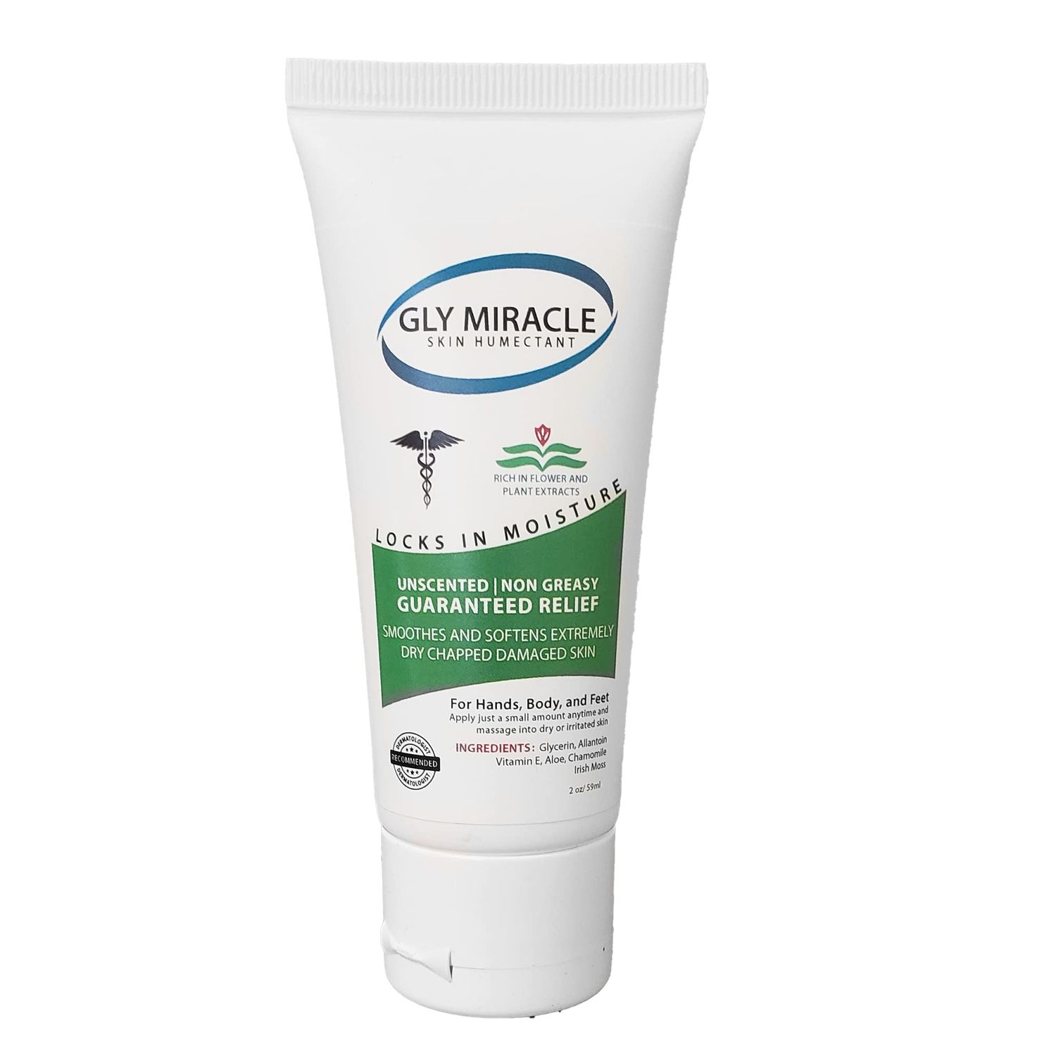 GLY MIRACLE Moisturizing Body Cream, 2 Ounce - Non-Greasy Skin Humectant for Extremely Dry Skin, Hands, Body, and Feet, Fragrance-Free with Pure Glycerin