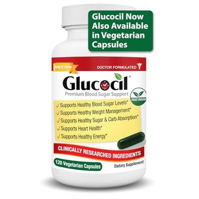 Glucocil - New - Vegetarian Capsules - Premium Blood Sugar Support - Supports The 3 Essentials for Healthy Blood Sugar - with Berberine, Proprietary Mulberry Leaf, and More
