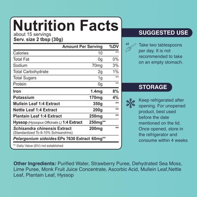 TrueSeaMoss Pro-Line Gel - Respiratory Health - 5 Flavors - Fruit Gel with Premium Sea Moss Potassium - Vegan-Friendly - Vitamin Mineral Rich Supplement - Made in USA (Strawberry, Pack of 1)