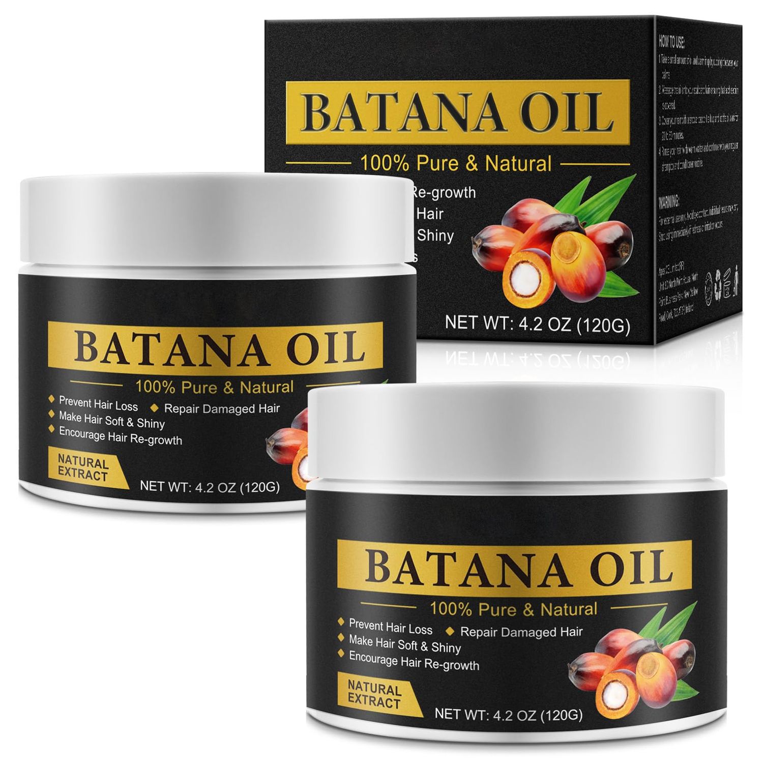Batana Oil for Hair Growth,2PCS Batana Oil Unrefined Hair Growth Oil,100 Natural Batana Oil Sourced from Honduras - Dr. Sebi,Prevents Hair Loss,Hair Care Enhances Hair Thickness in Men Women