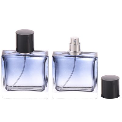 YWG Stone 2 Pack 50ml1.7oz Square Glass Perfume Atomizer Gradient Blue Empty Perfume Spray Bottle Portable Fragrance Fine Mist Spray Bottle Perfume Dispenser for Travel